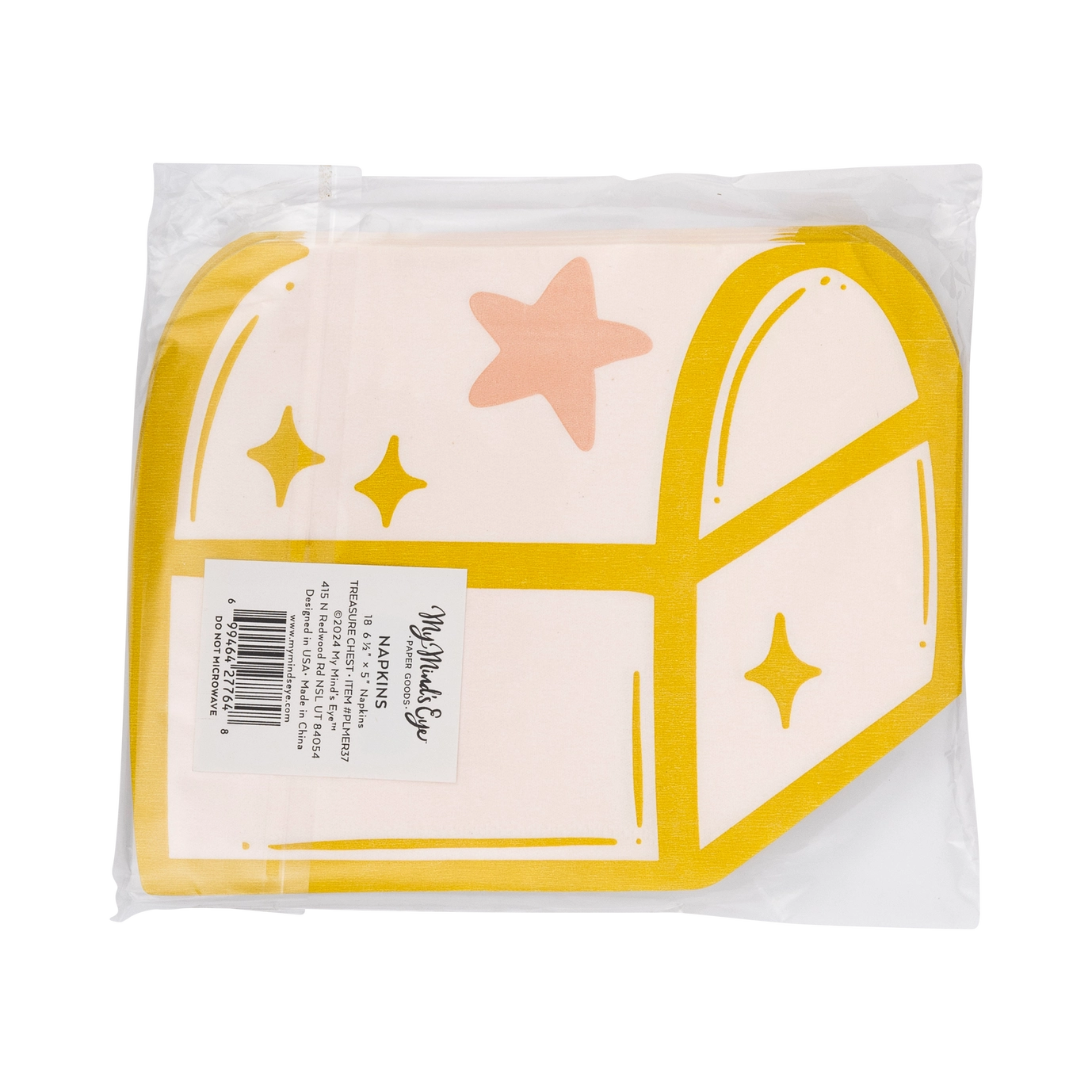 Packaged product with a yellow border and star designs on a white background