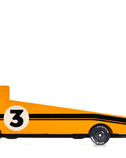 Toy race car with number 3 on a white background