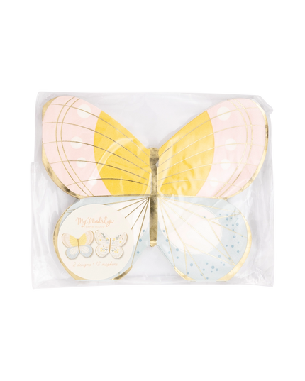 Butterfly-shaped plates in a clear package on a white background