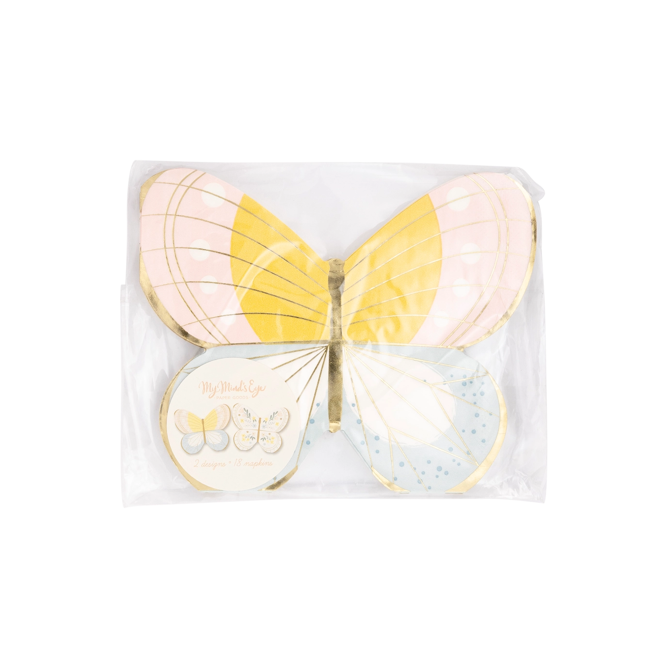 Butterfly-shaped plates in a clear package on a white background