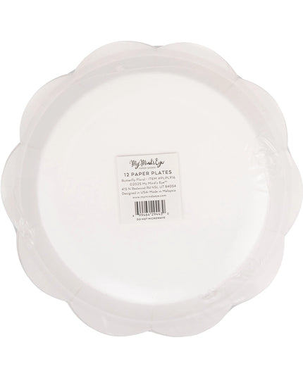 White paper plate with 'My Mind's Eye' branding on a white background