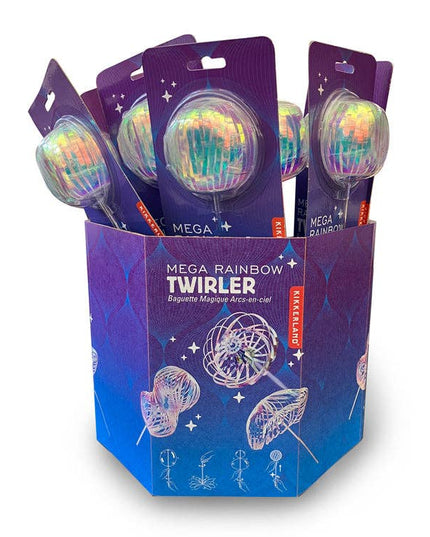 Mega Rainbow Twirler toy packaging with multiple toys inside on a white background