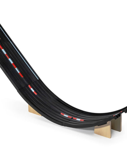 Black plastic track with red and white accents on a white background
