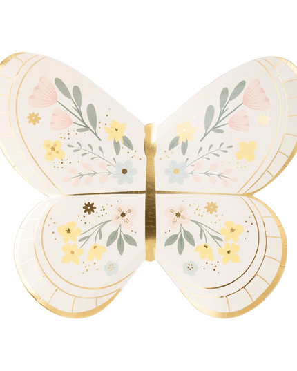 Butterfly-shaped decorative item with floral patterns on a white background