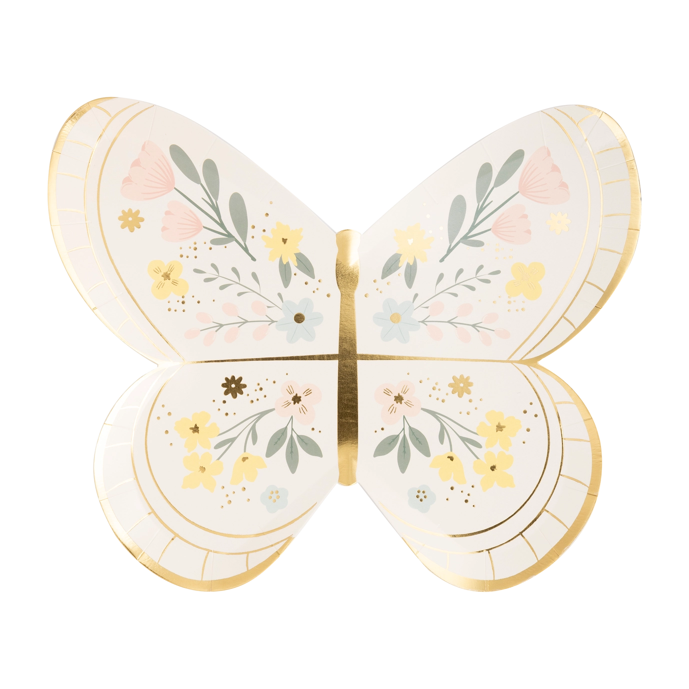 Butterfly-shaped decorative item with floral patterns on a white background