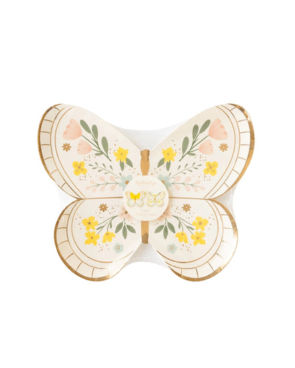 Butterfly-shaped plate with floral design on a white background