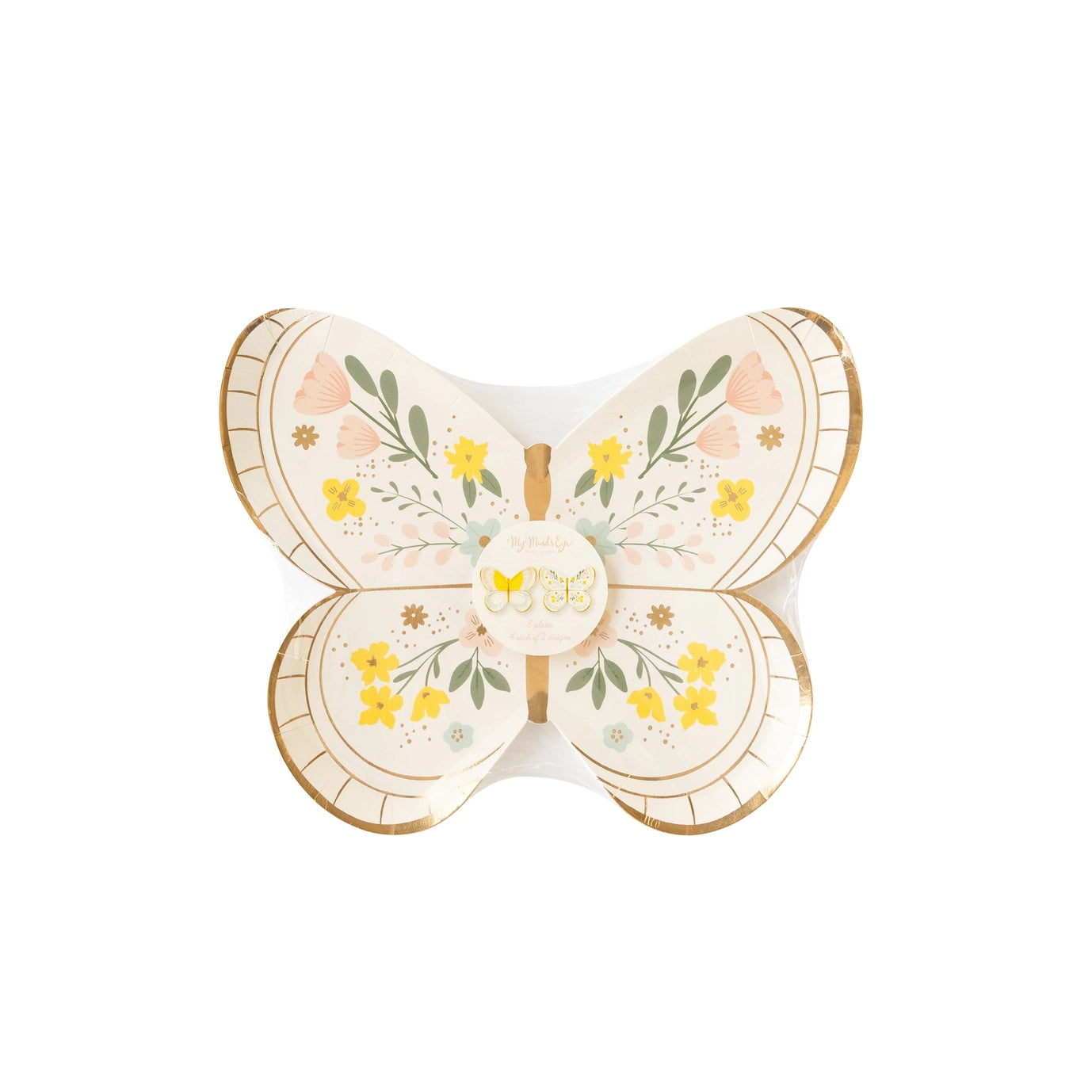 Butterfly-shaped plate with floral design on a white background