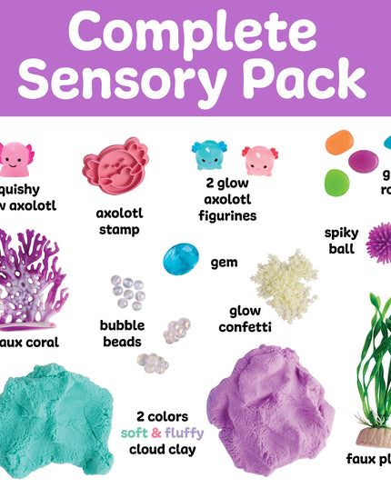 Complete sensory pack with various items on a purple background