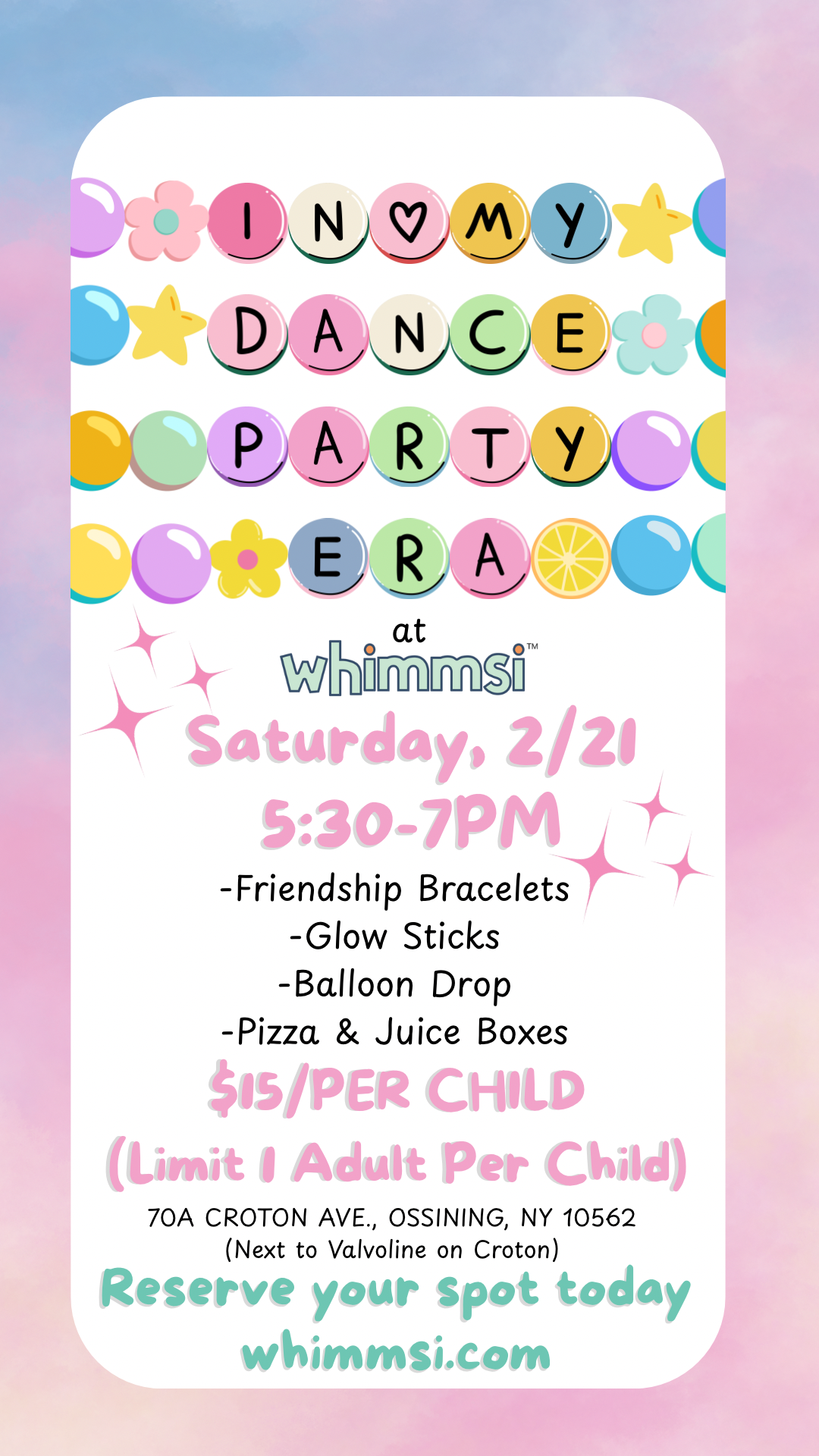 Whimmsi Presents: IN MY DANCE PARTY ERA - Saturday, February 21, 2025 - 5:30 to 7:00 PM