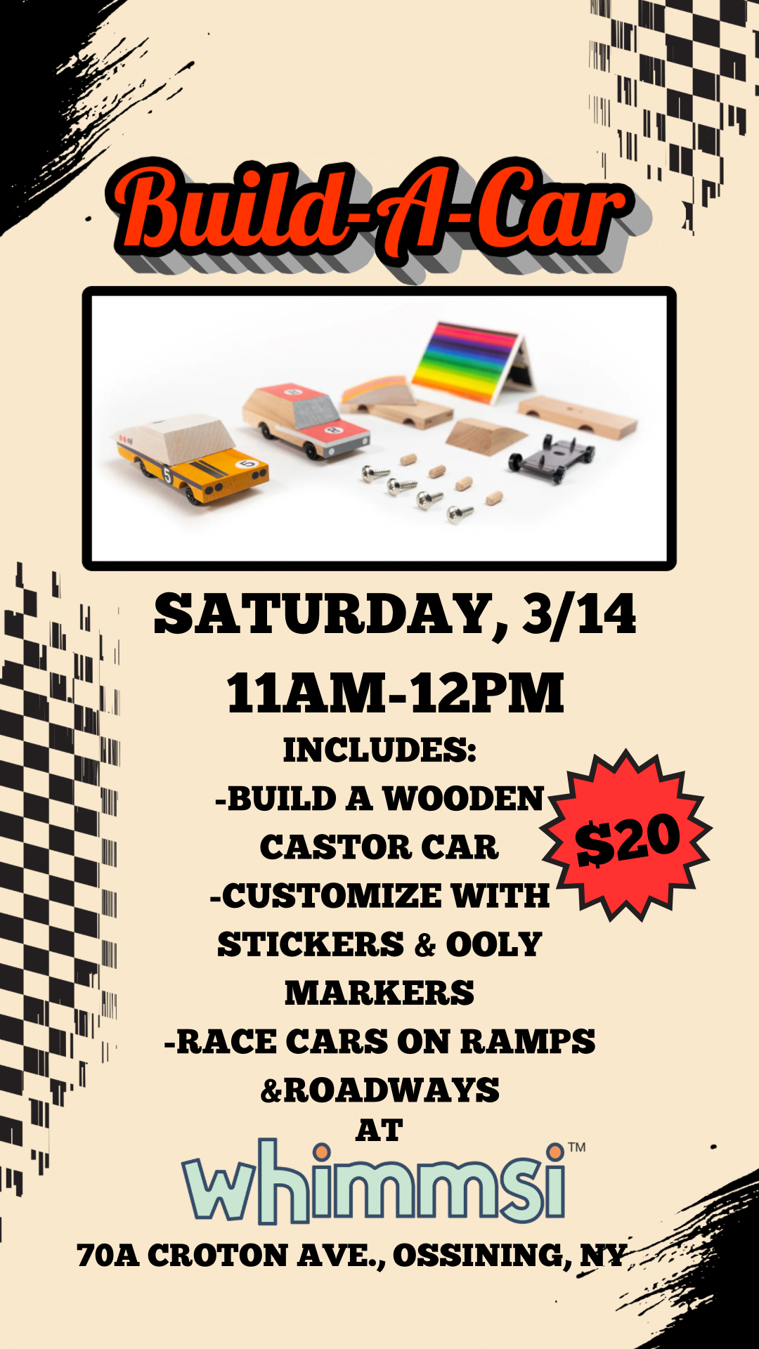 Build-A-Car @ Whimmsi - Saturday, March 14, 2026 - 11AM to 12PM