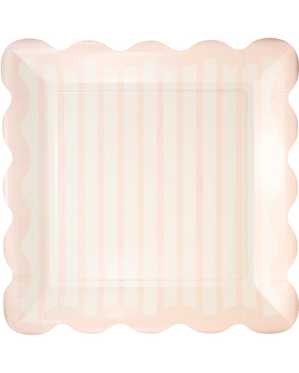Pink scalloped border on a white background