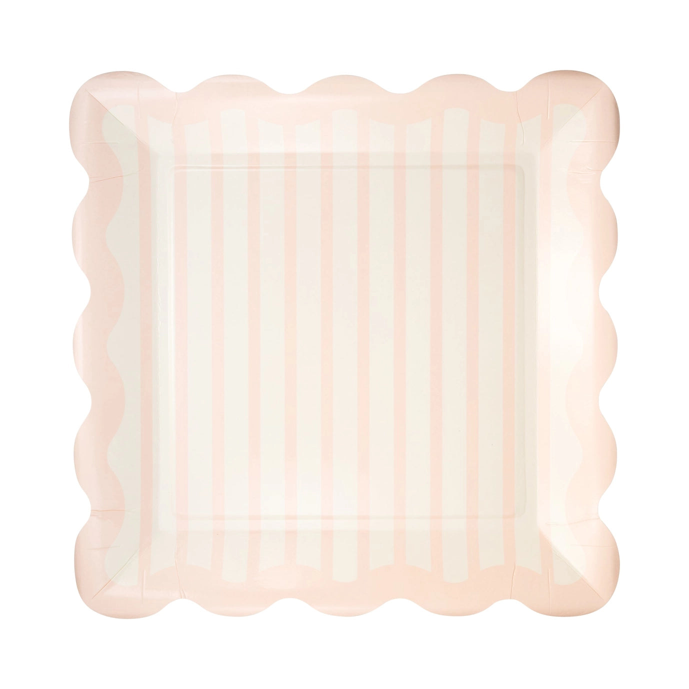 Pink scalloped border on a white background
