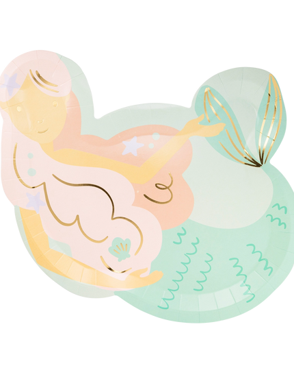 Pastel-colored mermaid design on a white background
