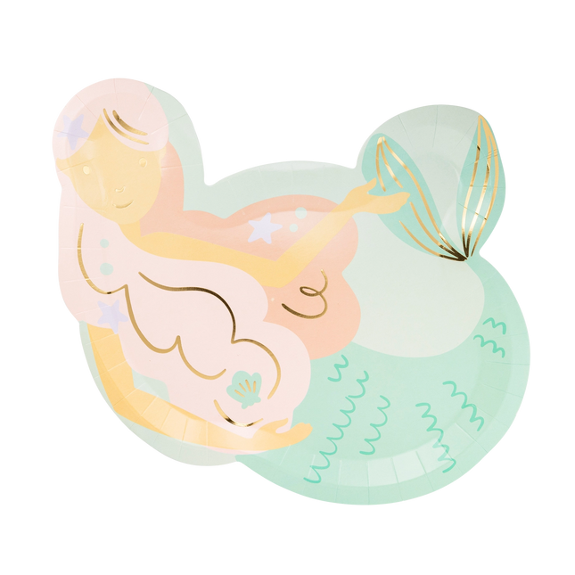 Pastel-colored mermaid design on a white background