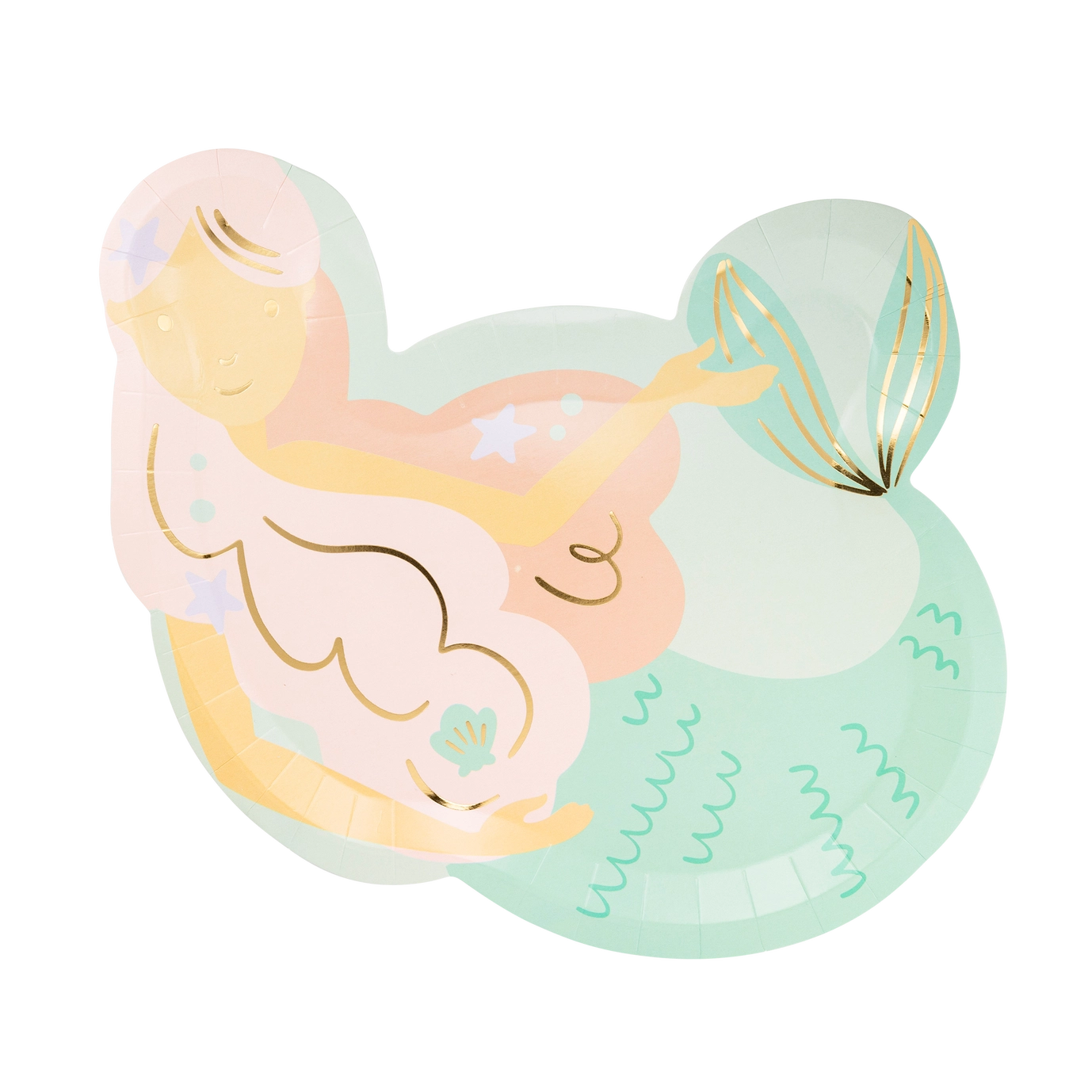 Pastel-colored mermaid design on a white background