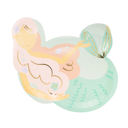 Pastel-colored mermaid design on a white background